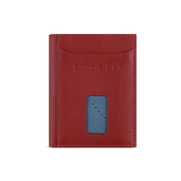 Кожен портфейл Bugatti - Secure Slim Special Zip Mini, червен