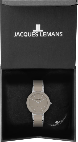 часовник jacques lemans 42 7s дамски бежов циферблат керамика classicwatches.bg
