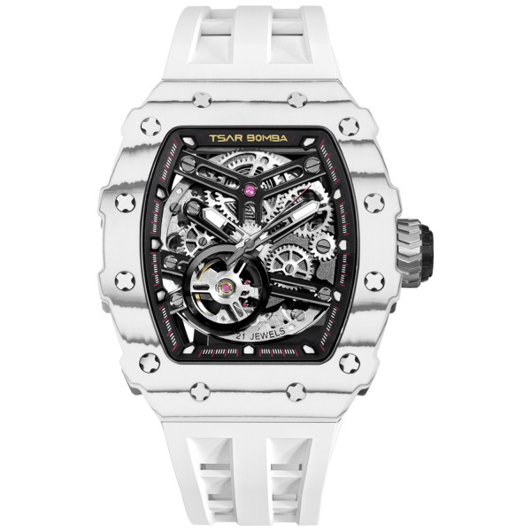 TSAR BOMBA T-Elemental Carbon Fiber Automatic Ceramic Elite White TB8208CF-35