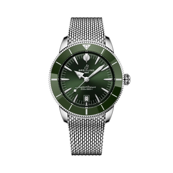 Мъжки часовник Breitling AB3112361L1A1 със зелен циферблат и метална верижка – classicwatches.bg