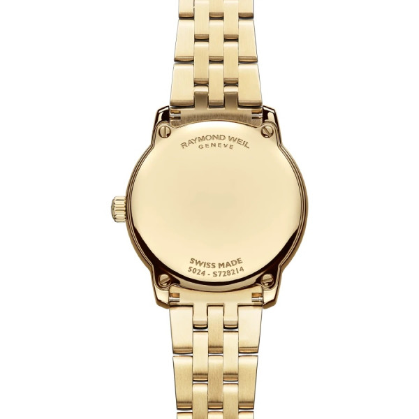 raymond weil 5024-p-10001 швейцарски дамски часовник със златист циферблат classicwatches.bgraymond weil toccata 5024-p-10001 със сапфир кристал и златиста верижка classicwatches.bg