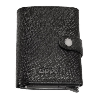 Портфейл Zippo - Saffiano, RFID защита, естествена кожа, черен