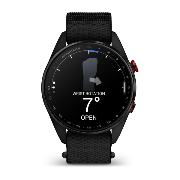 Garmin Approach S72 Carbon Gray/Red DLC Titanium Bezel с Black ComfortFit Fabric каишка 010-04148-02