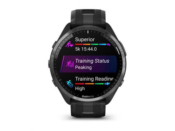 GARMIN FORERUNNER 965 CARBON GREY DLC TITANIUM БЕЗЕЛ С BLACK КОРПУС И BLACK/POWDER GREY СИЛИКОНОВА КАИШКА 010-02809-10