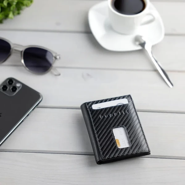 Калъф за карти и документи Bugatti - Secure Slim Carbon, черен