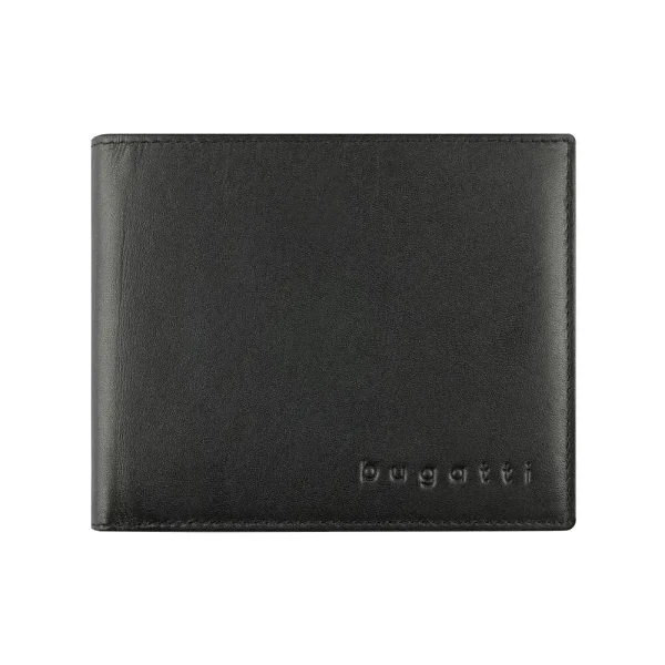 Кожен портфейл Bugatti - Super Slim With Flap, черен