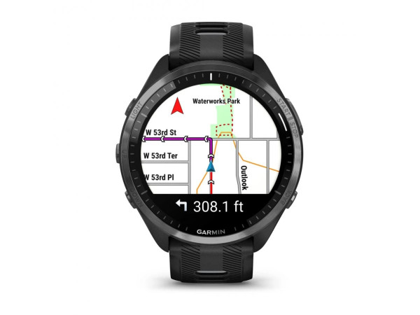 GARMIN FORERUNNER 965 CARBON GREY DLC TITANIUM БЕЗЕЛ С BLACK КОРПУС И BLACK/POWDER GREY СИЛИКОНОВА КАИШКА 010-02809-10