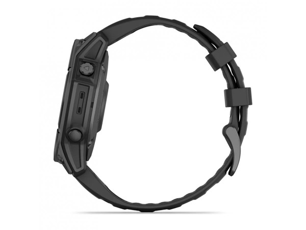 GARMIN FENIX E 47 ММ AMOLED SLATE GRAY STEEL С BLACK СИЛИКОНОВА КАИШКА