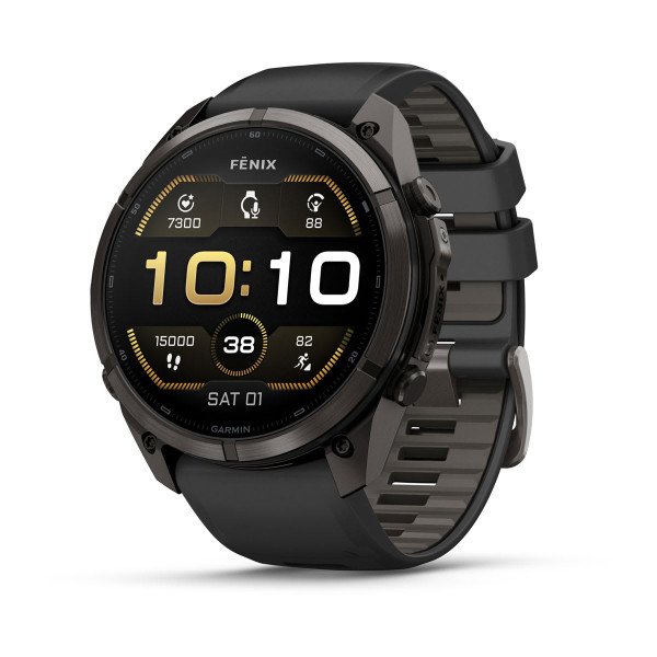 Garmin Fenix 9 Pro Carbon Gray DLC Titanium с Black/Pebble Grey силиконова каишка 010-04337-16