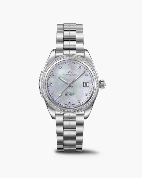 Часовник NORQAIN Adventure Sport 37mm N1800.08S10.W01 със седефен циферблат и безел с диаманти – classicwatches.bg