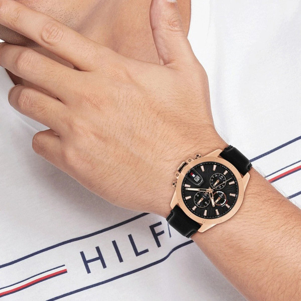 Tommy Hilfiger 1792194 мъжки хронограф черен циферблат розово злато ClassicWatches.bg

