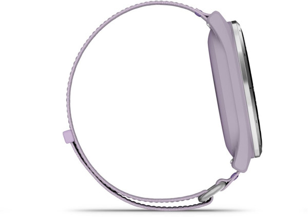 ЧАСОВНИК GARMIN APPROACH® J1 47 ММ GPS СМАРТ ЧАСОВНИК С SILVER АЛУМИНИЕВ БЕЗЕЛ И LILAC COMFORTFIT КАИШКА 010-03898-10