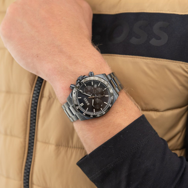 HUGO BOSS 1514270 мъжки спортно-елегантен хронограф с тъмносиньо PVD – classicwatches.bg