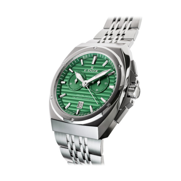 Edox Delfin 1973 Chronograph зелен циферблат 43 мм