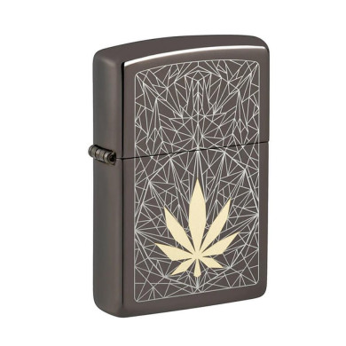 Запалка Zippo Cannabis Leaf Design, Black Ice Finish 48384