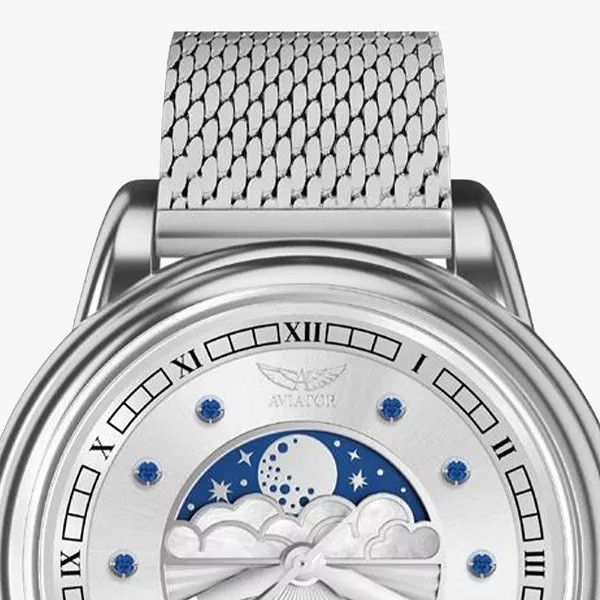 ЧАСОВНИК АVIATOR DOUGLAS MOONFLIGHT GEMSTONE EDITION BLUE SAPHIRE  36MM V.1.33.0.415.5