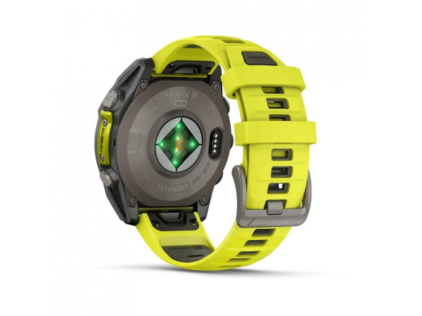 GARMIN FENIX 8 47MM SOLAR SAPPHIRE TITANIUM С AMP YELLOW/GRAPHITE СИЛИКОНОВА КАИШКА 010-02906-21