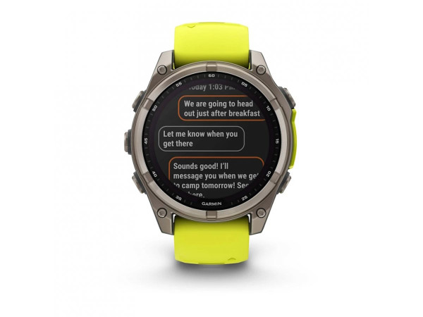 GARMIN FENIX 8 47MM SOLAR SAPPHIRE TITANIUM С AMP YELLOW/GRAPHITE СИЛИКОНОВА КАИШКА 010-02906-21