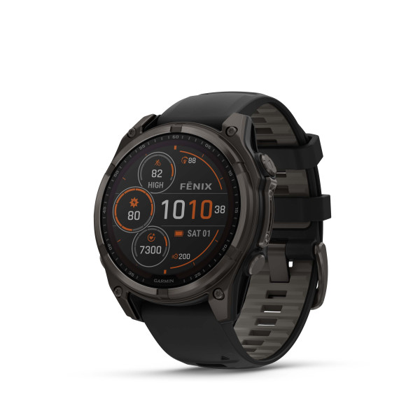 GARMIN FENIX 8 47MM SOLAR SAPPHIRE CARBON GRAY DLC TITANIUM С BLACK/PEBBLE GRAY СИЛИКОНОВА КАИШКА 010-02906-11