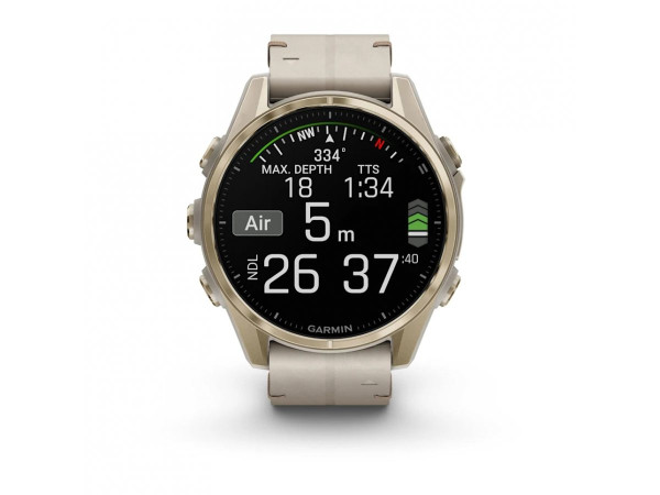 GARMIN FENIX 8 43MM AMOLED SAPPHIRE SOFT GOLD STAINLESS STEEL С FOG GRAY КОЖЕНА КАИШКА 010-02903-40