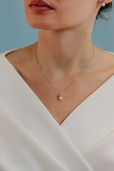 COMETE GOLD NECKLACE PEARL AND AQUAMARINE GLP616