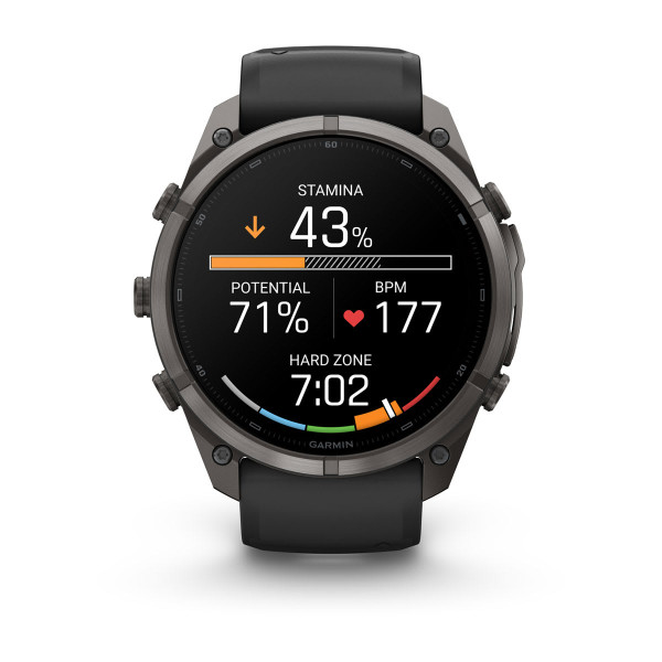 Garmin Fenix 9 Pro Carbon Gray DLC Titanium с Black/Pebble Grey силиконова каишка 010-04337-16