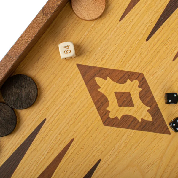 BACKGAMMON FOR GAME MANOPOULOS - OAK & WALNUT, 52X48 CM