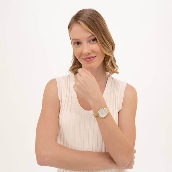 HUGO BOSS 1502810 дамски кварцов часовник с цирконии и жълто PVD – classicwatches.bg