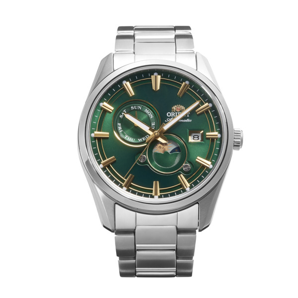 часовник orient ra ak0314e автоматичен зелен циферблат sun and moon classicwatches.bg