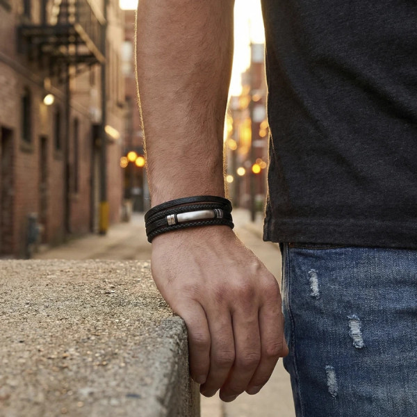 LOTUS STYLE IRON ROAD LEATHER BRACELET LS2589-2/1