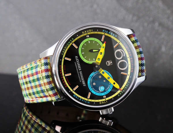 часовник alexander shorokhoff karandash черен циферблат цветни елементи classicwatches.bg