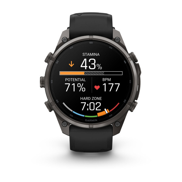 Garmin Fenix 9 Pro Carbon Gray DLC Titanium с Black/Pebble Grey силиконова каишка 010-04336-16