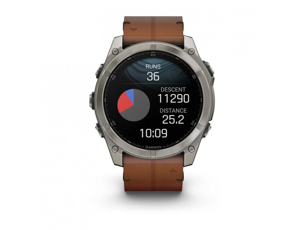 GARMIN FENIX 8 51MM AMOLED SAPPHIRE BARE TITANIUM BLACK С CHESTNUT КОЖЕНА КАИШКА