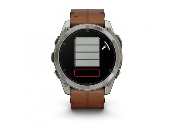 GARMIN FENIX 8 51MM AMOLED SAPPHIRE BARE TITANIUM BLACK С CHESTNUT КОЖЕНА КАИШКА