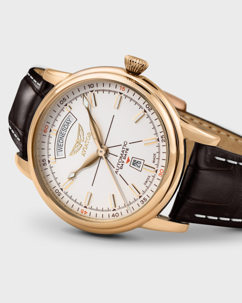 часовник aviator автоматичен модел с кожена каишка classicwatches.bg