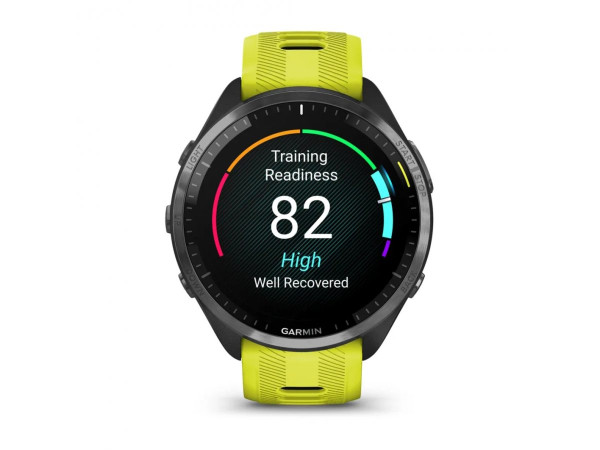 GARMIN FORERUNNER 965 CARBON GREY DLC TITANIUM БЕЗЕЛ С BLACK КОРПУС И AMP YELLOW/BLACK СИЛИКОНОВА КАИШКА 010-02809-12