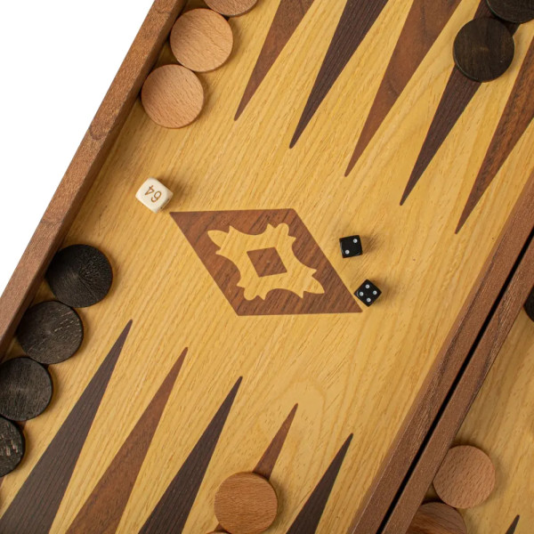 BACKGAMMON FOR GAME MANOPOULOS - OAK & WALNUT, 52X48 CM