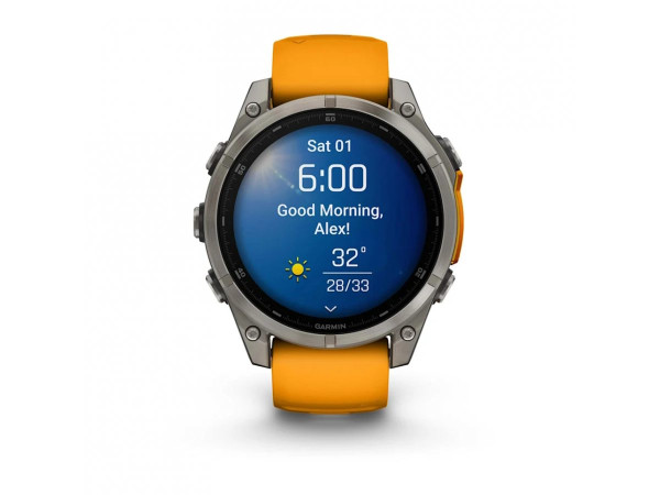 GARMIN FENIX 8 47MM AMOLED SAPPHIRE TITANIUM СЪС SPARK ORANGE/GRAPHITE СИЛИКОНОВА КАИШКА