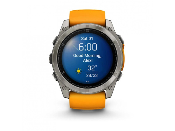 GARMIN FENIX 8 51MM AMOLED SAPPHIRE TITANIUM СЪС SPARK ORANGE/GRAPHITE СИЛИКОНОВА КАИШКА 010-02905-11