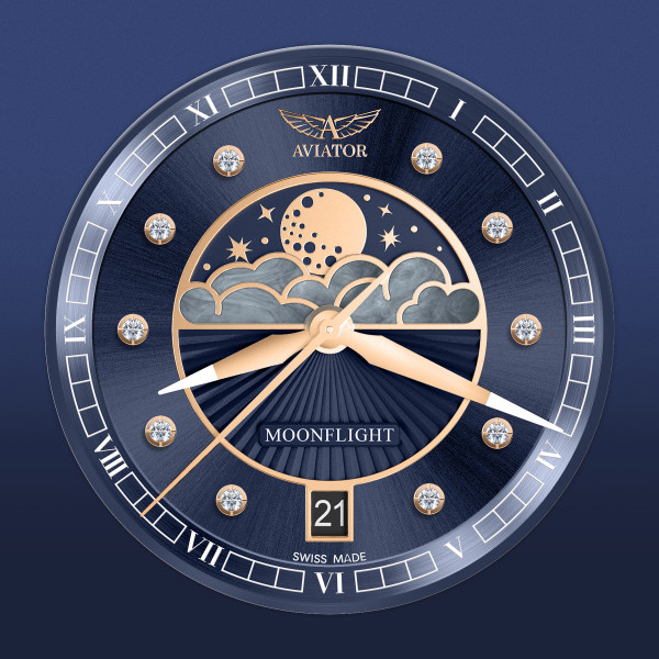 Часовник AVIATOR DOUGLAS MOONFLIGHT DIAMONDS 36M V1.33.2.380.5