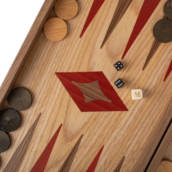 BACKGAMMON FOR GAME MANOPOULOS - OAK AND AMERICAN WALNUT, 52X48 CM