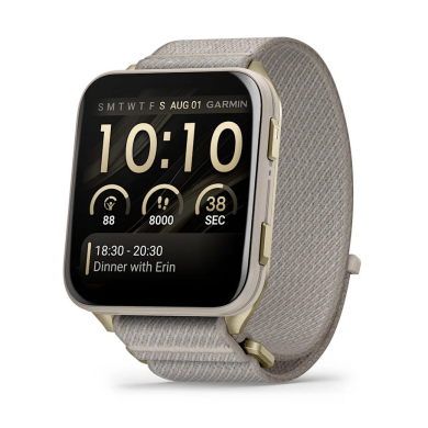 ЧАСОВНИК GARMIN VENU® X1 51 ММ AMOLED SOFT GOLD И FRENCH GREY НАЙЛОНОВА КАИШКА 010-02980-09