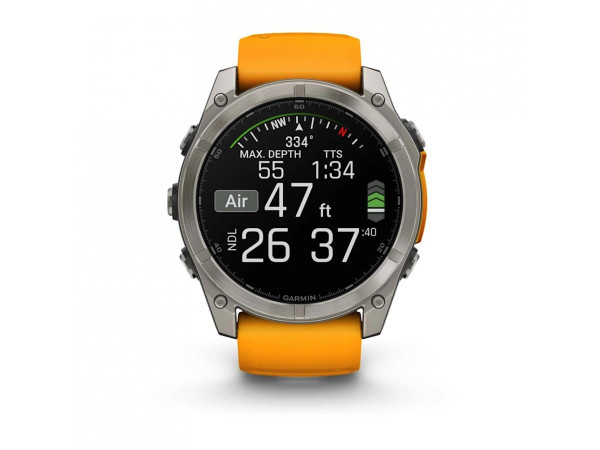 GARMIN FENIX 8 51MM AMOLED SAPPHIRE TITANIUM СЪС SPARK ORANGE/GRAPHITE СИЛИКОНОВА КАИШКА 010-02905-11