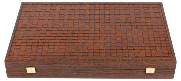 LUXURY BACKGAMMON FOR GAME MANOPOULOS - KNITTED LEATHER, 60 X 48 CM, GENUINE LEATHER, BROWN