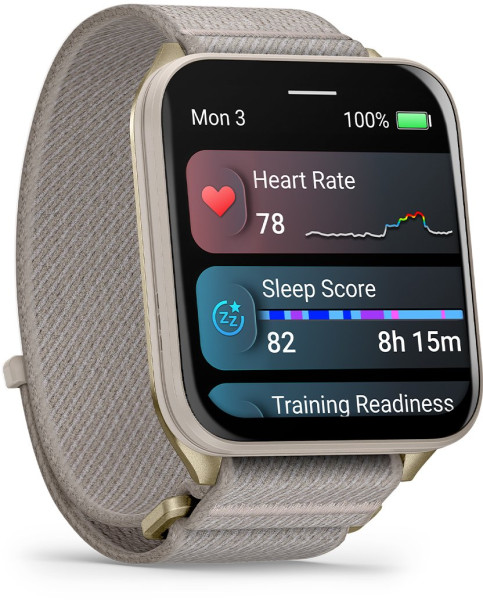 ЧАСОВНИК GARMIN VENU® X1 51 ММ AMOLED SOFT GOLD И FRENCH GREY НАЙЛОНОВА КАИШКА 010-02980-09