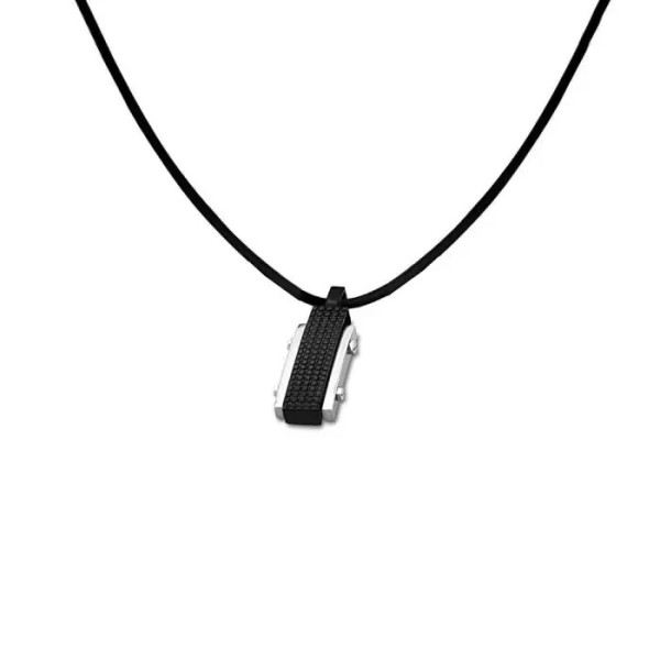 LOTUS STYLE MEN IN BLACK STEEL NECKLACE LS1561-1/2