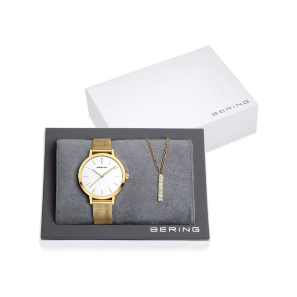 Дамски сет часовник и колие Bering Classic 13434-334-GWP