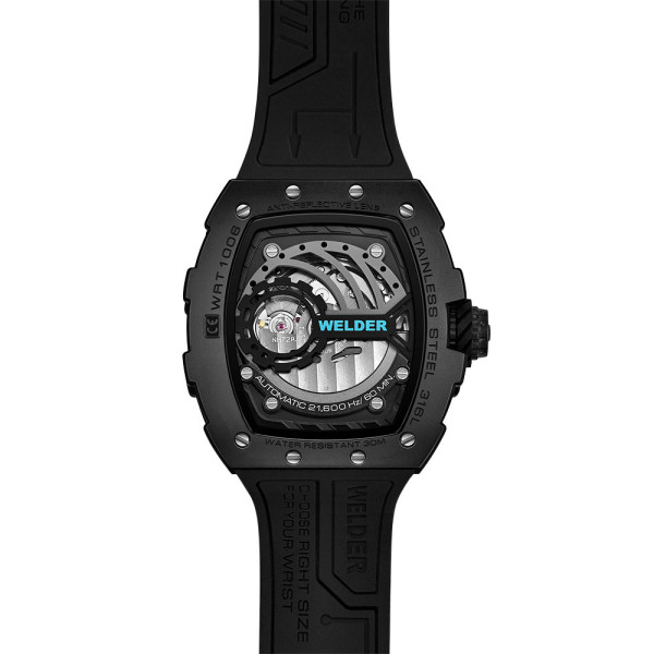 часовник welder skeleton индустриален дизайн черна силиконова каишка classicwatches.bg