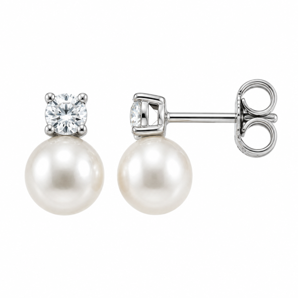 Cara Diamanti gold earrings with zirconia and pearl OR3908.8W