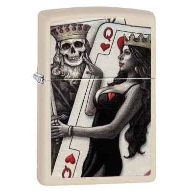 Запалка Zippo Skull King and Queen Cards Flat Sand 49942